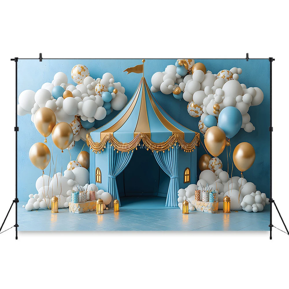 Circus Festival Background Photo Props Studio Cake Smash Baby Carousel Balloons Kids Newborn Party Photocall Backdrop