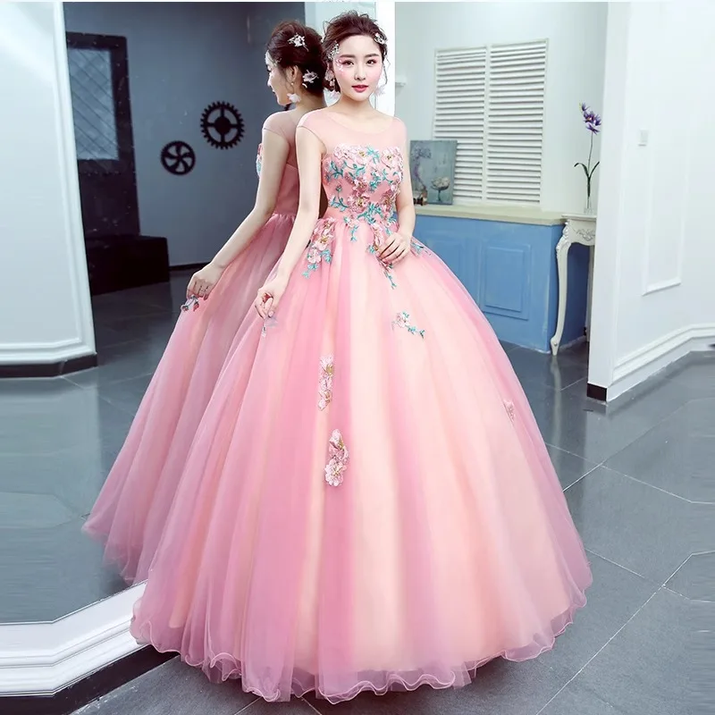 Customized Ball Gown Quinceanera Dresses Appliques Tulle Scoop Neck Prom Birthday Party Gowns Formal Vestido De 15 Anos Sweet 16