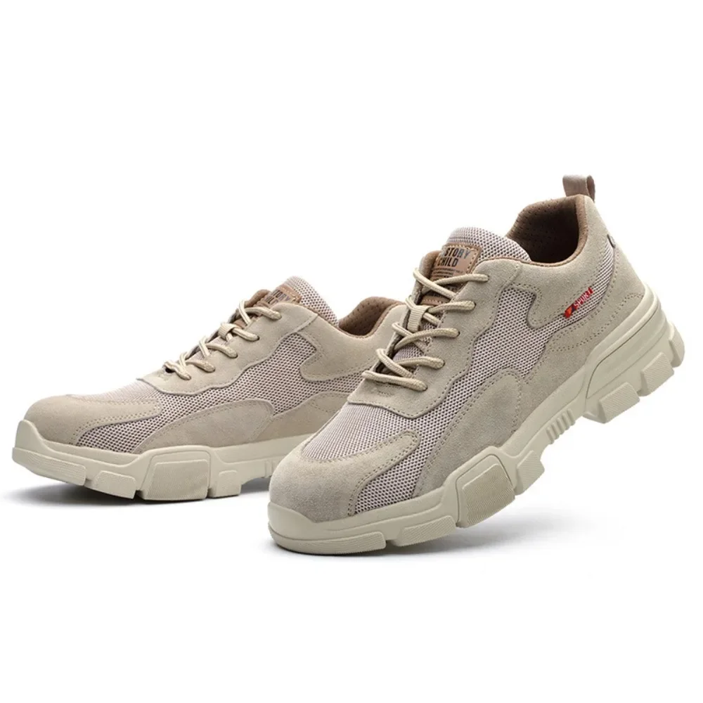 Men Summer Steel Toe Safety Shoes Breathable Lightweight Anti Smash Puncture Proof Rubber Sole Construction Work Boots