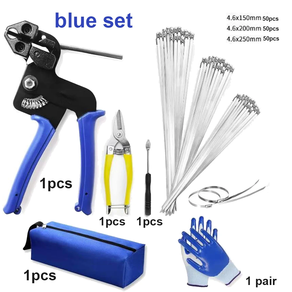 Strumento di tensionamento automatico con cerniera Fascette per cavi Pinze Fascette per cavi Pistole Set di strumenti per avvolgere il taglio della cinghia di fissaggio manuale in acciaio inossidabile