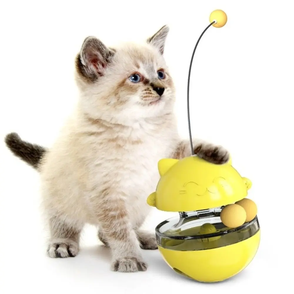 Interactive Cat Turntable Toys Treat Dispenser Self Play Leaking Food Ball Tilting Tease Fun Training Cat Puzzle Feeder