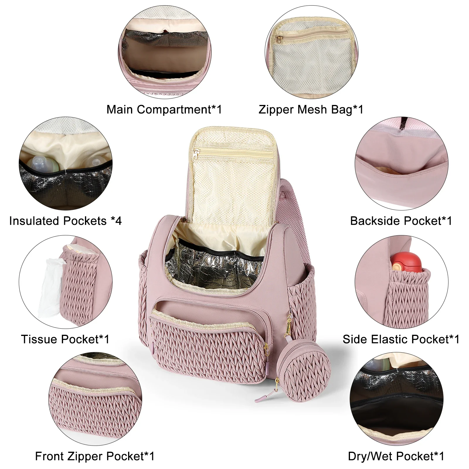 Mommy Diaper Bag Baby Stroller Organizer Backpack Large Capacity Outdoor Travel Maternity Bag With Insulated Pocket Changing Pad