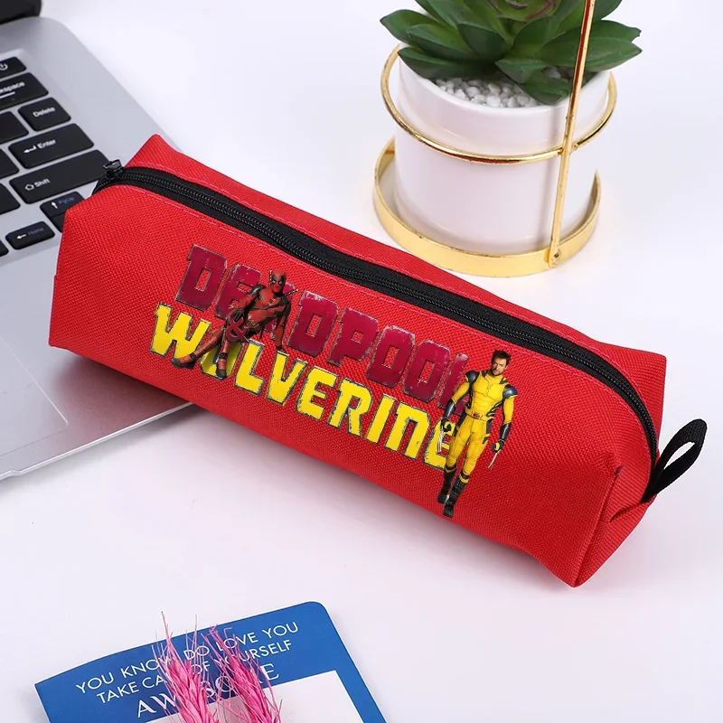 Deadpool & Wolverine Pencil Cases Marvels Anime Cartoon Exam Stationery Bag Small Portable Waterproof Pencil Pouch Birthday Gift