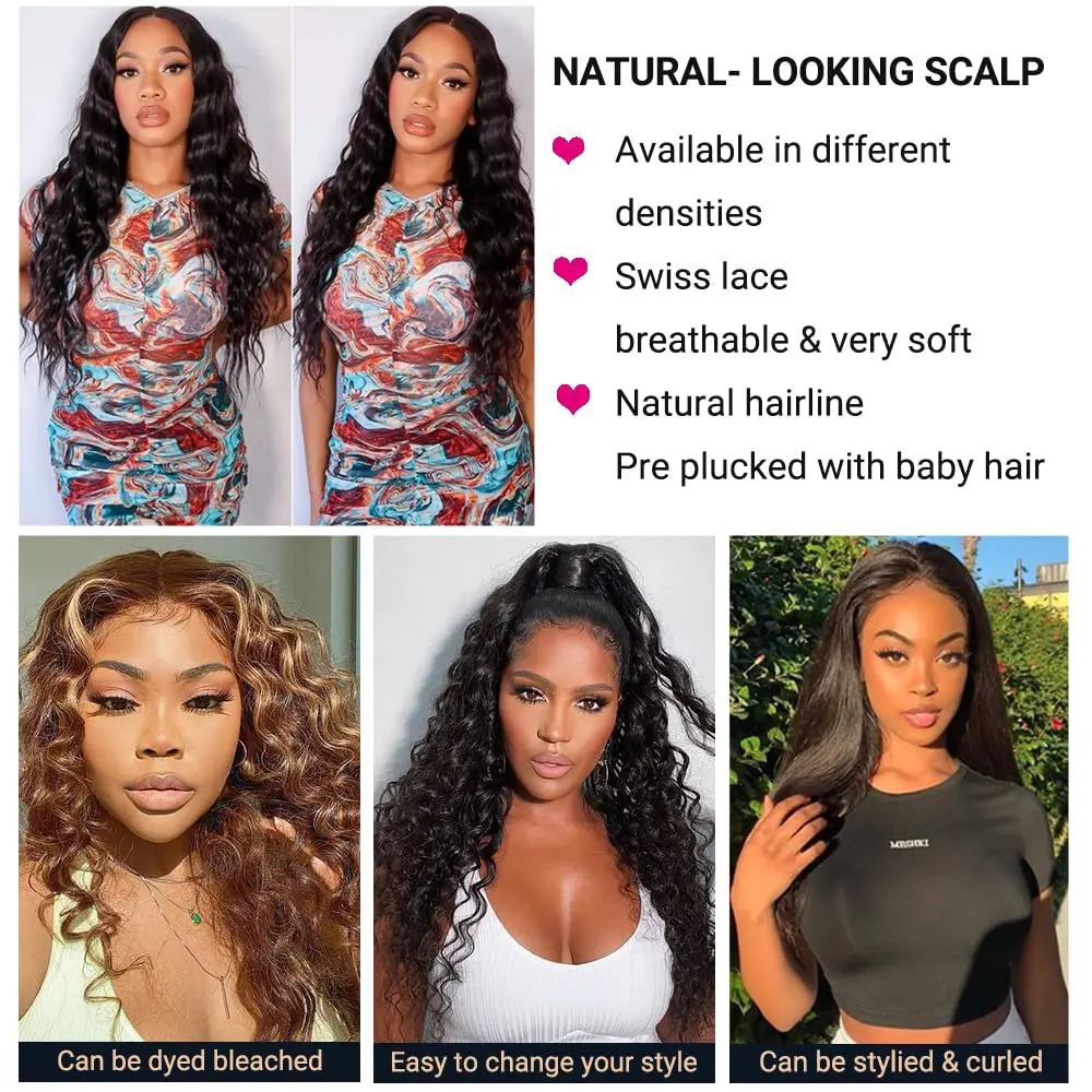 YATUWIN – perruque Lace Front Wig Deep Wave brésilienne naturelle, cheveux humains, pre-plucked, sans colle, pour femmes africaines