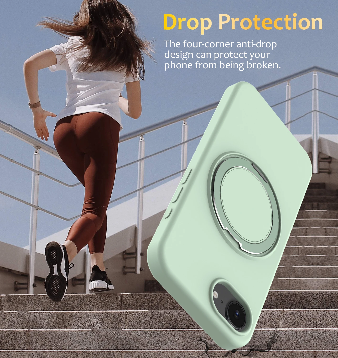 Etui na iPhone 17E 16E Silikonowe PC z Żelaznym Pierścieniem Magnetycznym, Odporne na Upadki, Obrotowe o 360 Stopni, z Funkcją Stojaka, Pokrowiec na iPhone 16E Bumper — zdjęcie produktu 3