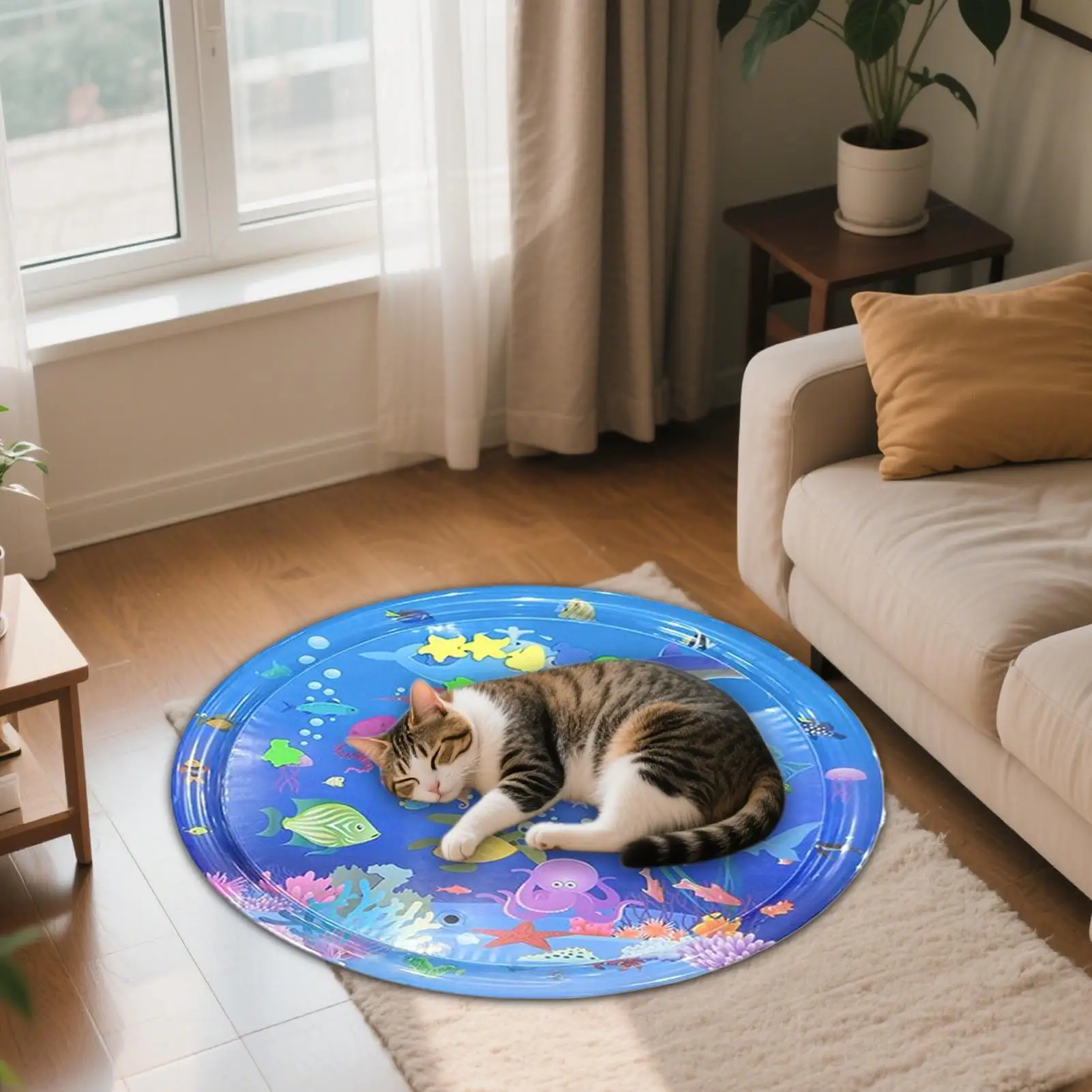 Water Mat for Babies Pet Cooling Pad Interactive Foldable Washable Cooling Mat for Outdoor Indoor Water Play Puppy Cat Pet