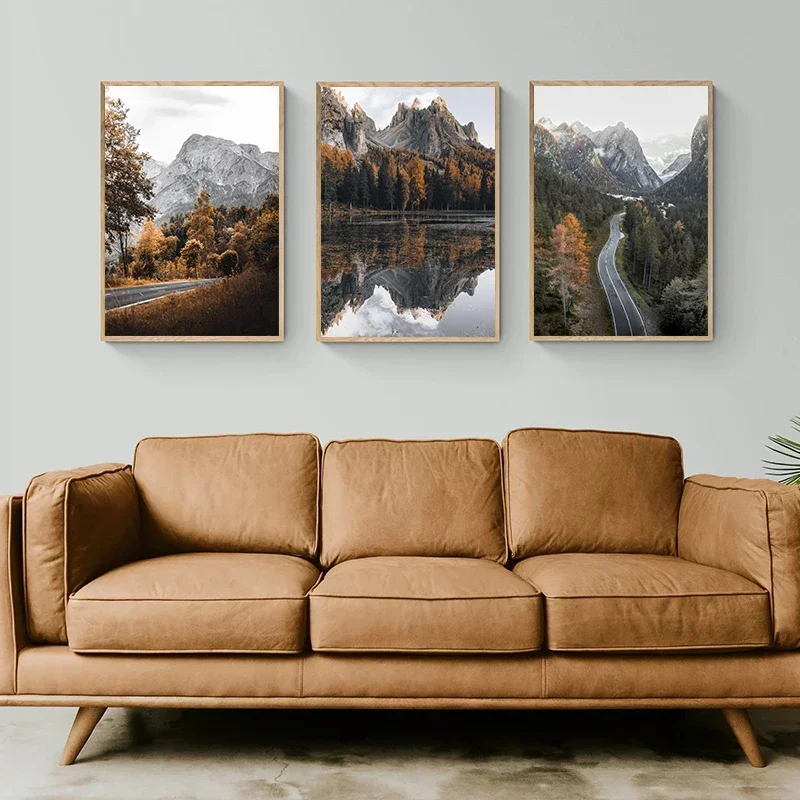 Modern Snow Mountain Lake Forest Landscape Photography Art Poster Canvas Paintings Wall Art Pictures For Living Room Home Decor