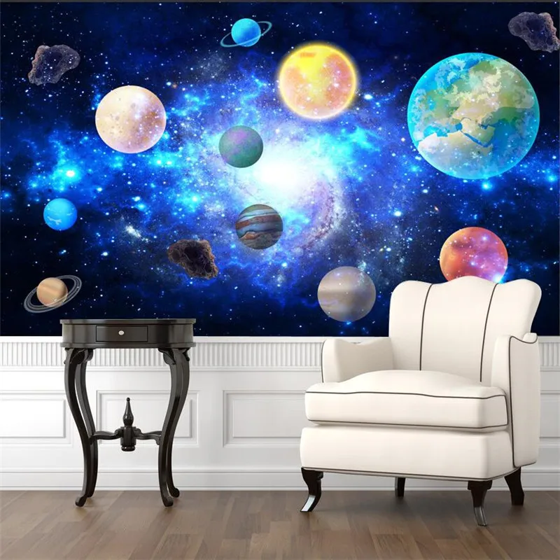 

Cosmic Planets Space Starry Restaurant Bar KTV Theme Wall Paper 3D Living Room Bedroom Decor Space Universe Mural Wallpaper 3D