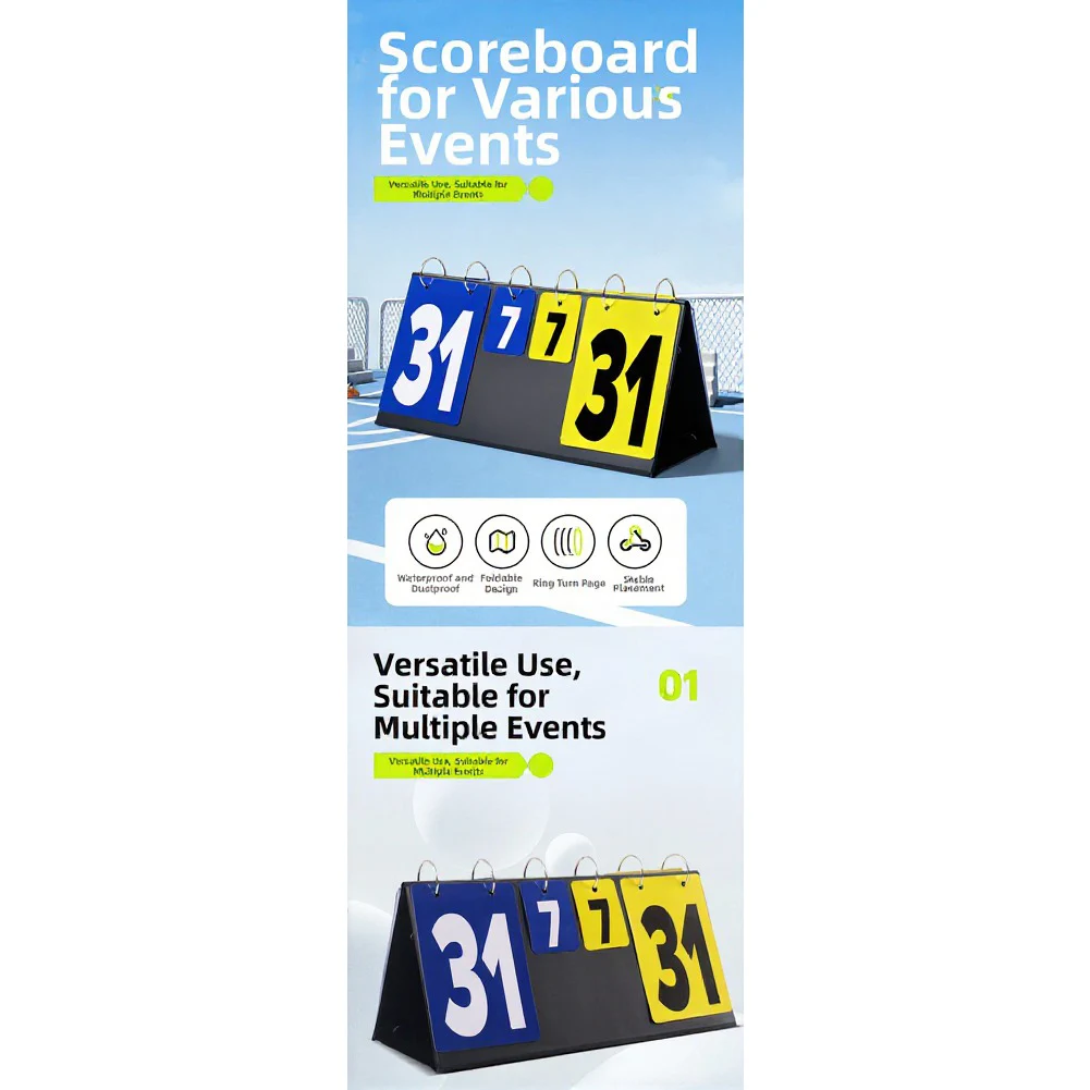 Match Scoring Black blue yellow Flip Scoreboard Easy Carry Sports Scoreboard Portable Counter ABS Construction