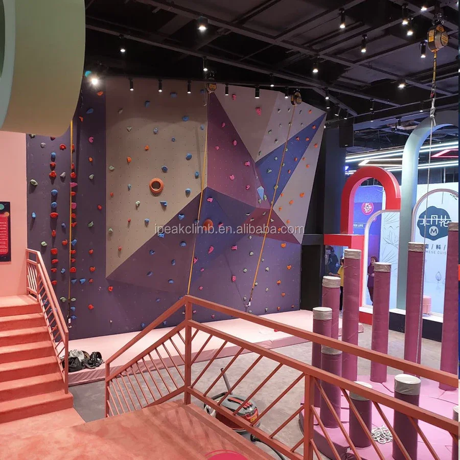 Indoor/Outdoor Rock Climbing Wall for Kids Fiberglass and Plastic Playground Equipment for Airport Garden School