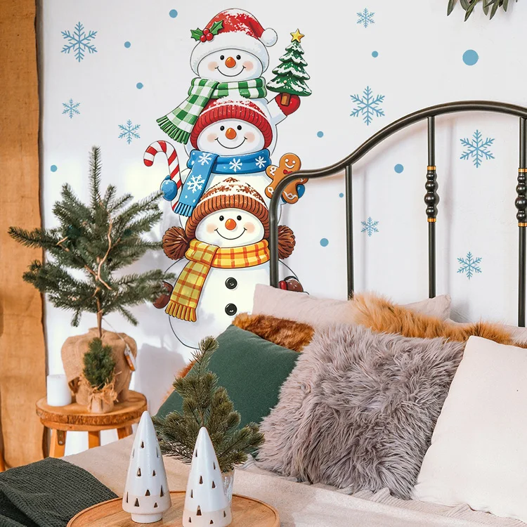 Cartoon Schneemann Schneeflocke Wandaufkleber Weihnachten Wohnzimmer Hintergrund Dekoration Wandbild Heim Festlich Verschönernde Dekor-Aufkleber – Detail 6