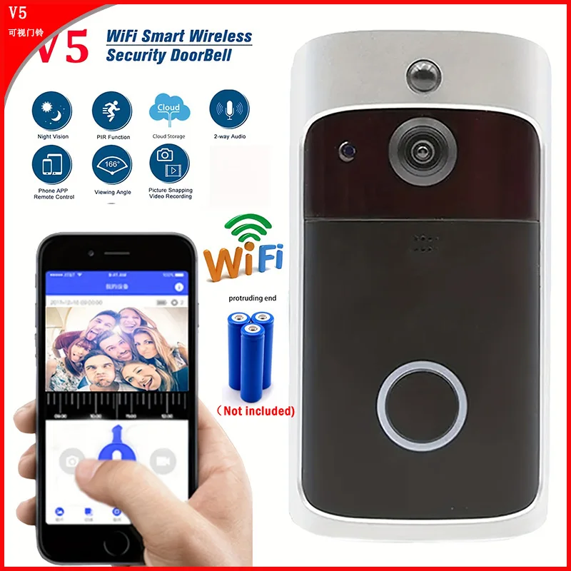 

720P беспроводной Wi-Fi дверной звонок камера безопасности видеодомофон ИК ночного видения переменного тока с батарейным питанием умный дом цифровые дверные глазки