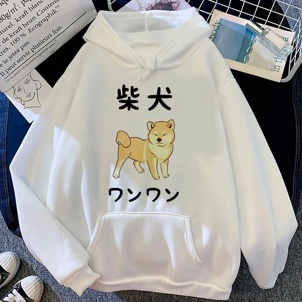 Shiba Inu-Sudadera con capucha para mujer, chándal vintage de forro polar, y2k, estética gráfica, y2k