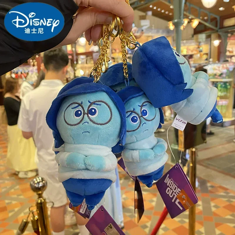 Original Disney Pixar Inside Out 2 Pendant Keychain Anxiety Embarrassment Envy Diy Cartoon Plush Pendant Headwear Christmas Gift