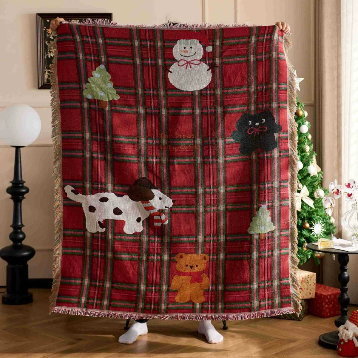 New Years Gift Tapestry Throw Picnic Blanket Xmas Decor Sofa Cover Garden Knitted Blankets for Beds Christmas Tree Table Cloth