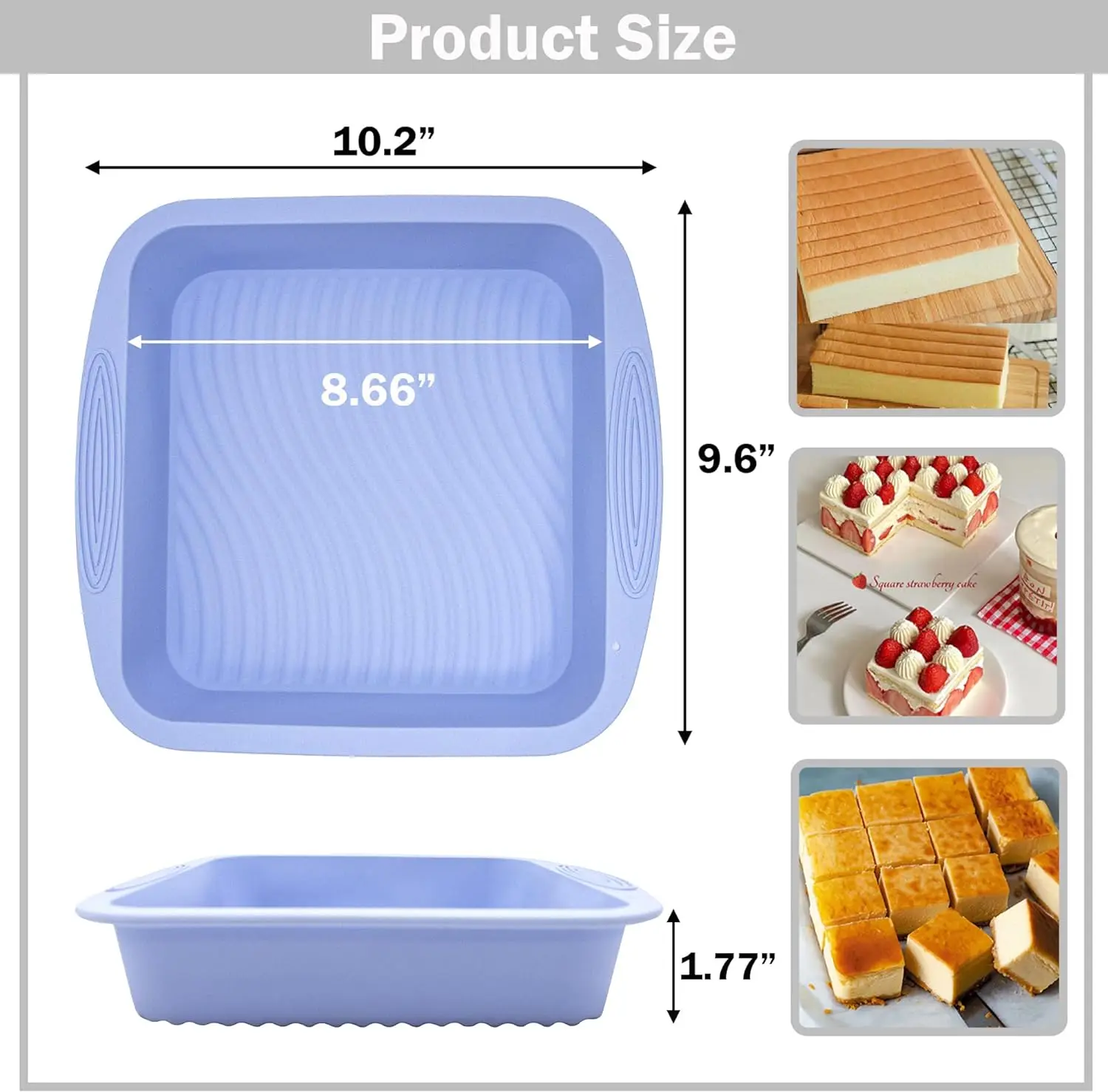 24CM Square Cake Pan Toast Pan Bread Pan Silicone Baking Pan Baking Forms For Pastry Accessories Tools Food Grade Silicone Mould