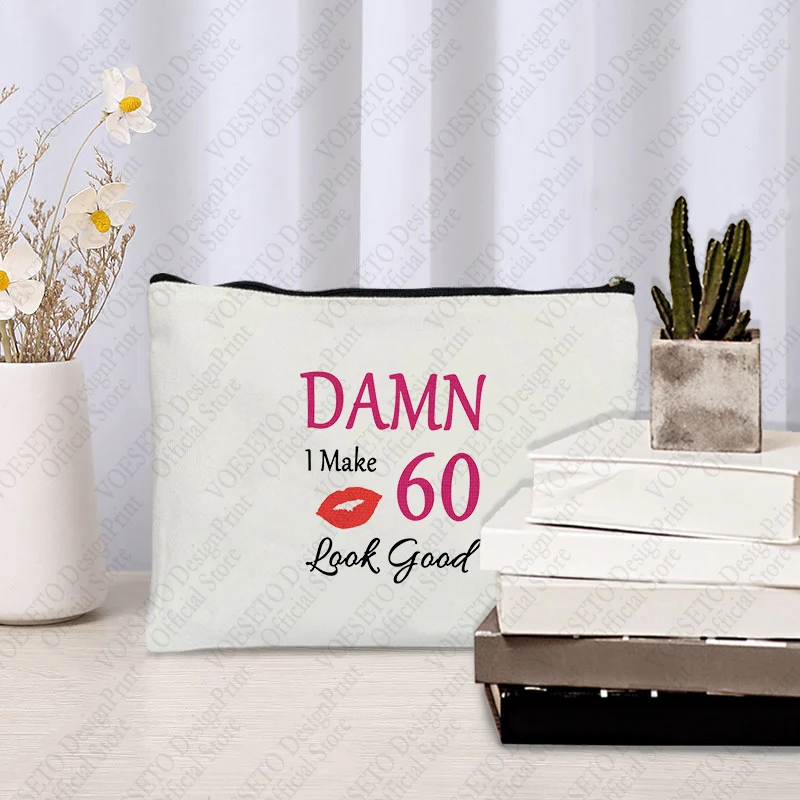 Damn i make-Bolsa de maquillaje con 60 patrones, bolsa de almacenamiento de inodoro de viaje, organizador con cremallera para regalo de fiesta, bolsa de cosméticos, 1 unidad