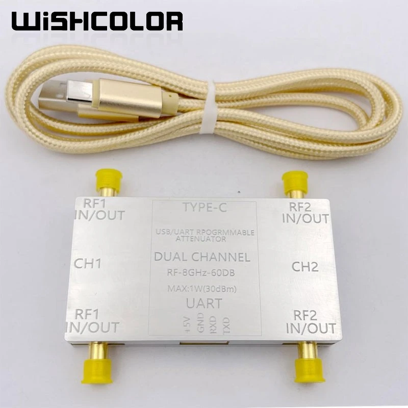 

Wishcolor LF-8GHz Dual Channel RF Attenuator Module 60dB 50ohms with SMA Female Connector + Type-C Cable