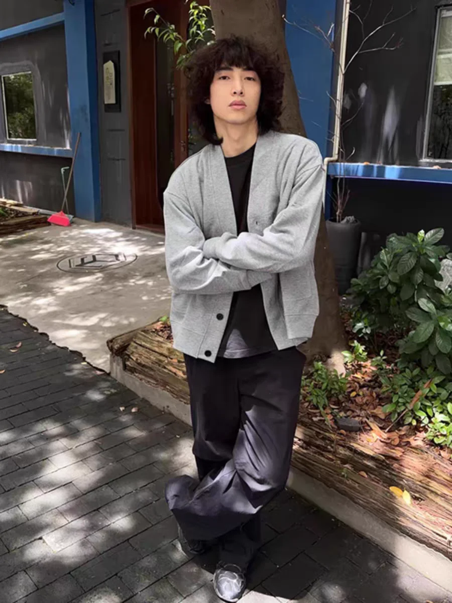 American Retro Design Sweatirt Cardigan Loose Casual ex Spring Autumn Simple Matchable Outerwear for Couples