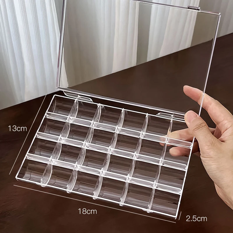 12/21/24 Grids Nail Art Organizer Box Glitter Rhinestones Gems Storage Case Box Diy Jewelry Beads Embroidery Organizer Container