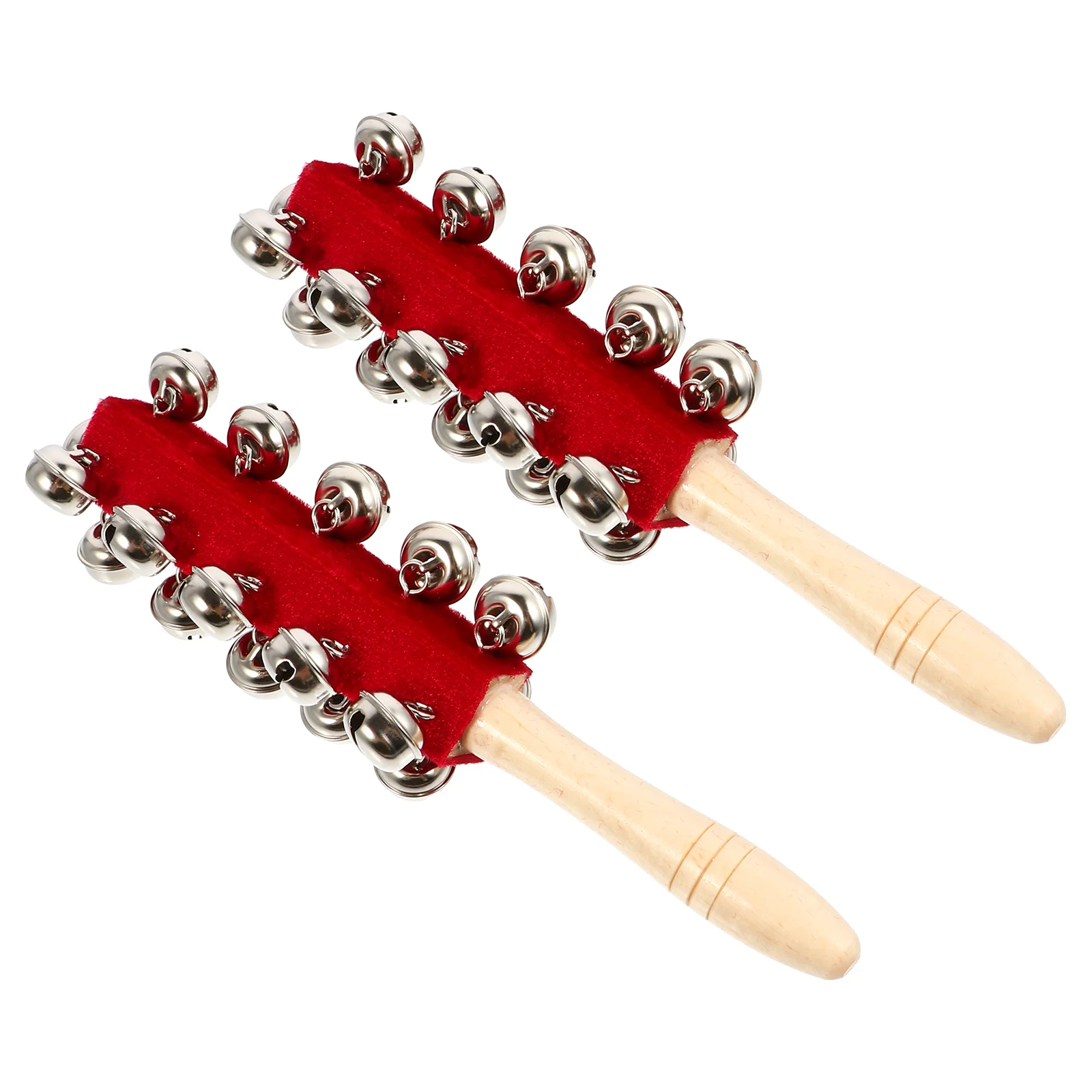 2 Pcs Hand Bell Kids Jingler Stick Music Instruments Red Cloth Percussion Toy Lightweight Safe Babies Hand Brain