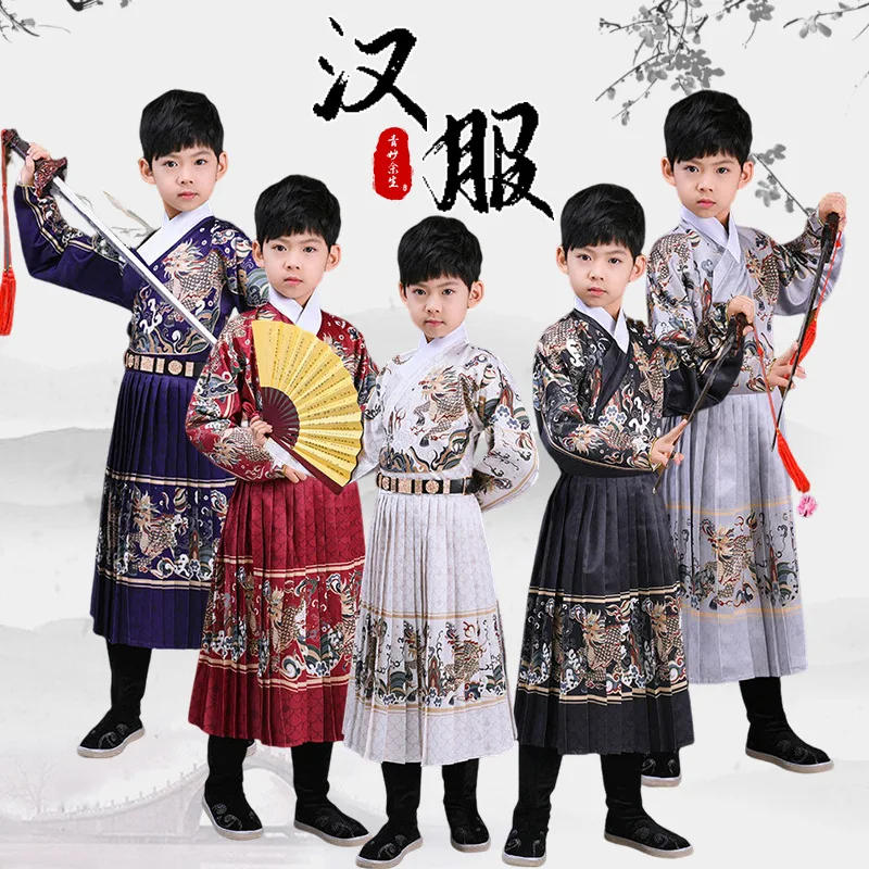 

Boys Hanfu Ancient Costume Wuxia Chinese Style Warrior Cosplay Suit Children's Tang Costume Performance Outfit