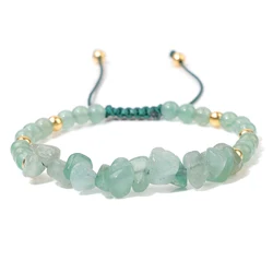 Bracelets tressés en pierre naturelle pour femme, ULréglable, vert irrégulier, aventAuckland, cadeau