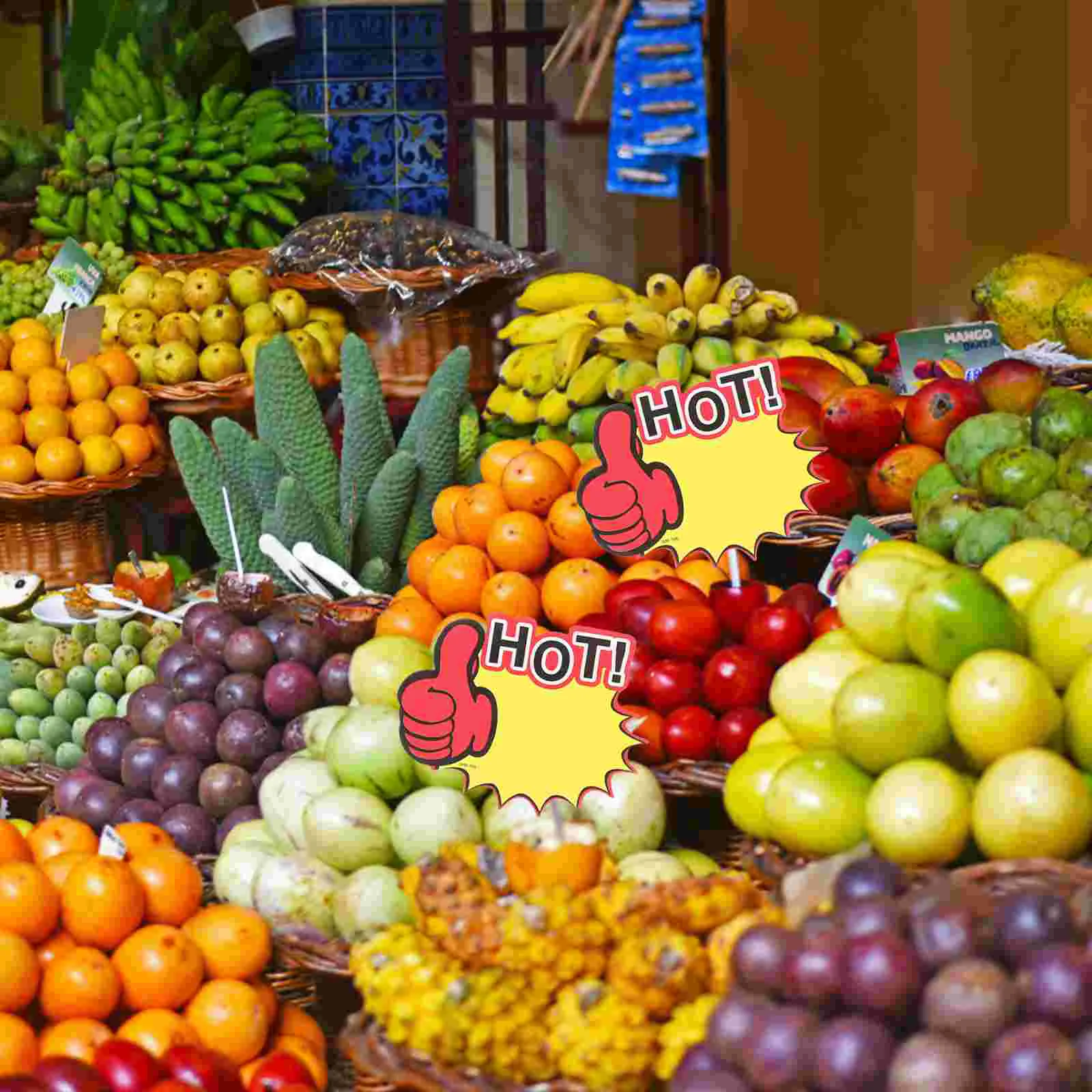 200 Pcs Food Promotional Card Child Neon Light Sign Labels Stickers Pvc Fruit Price Tags