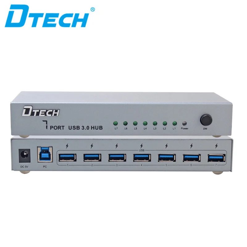 Dtech High Quality 7 Input 1 Output HUB Support Phone Keyboard Mouse Laptop Printer Computer USB 2.0 HUB