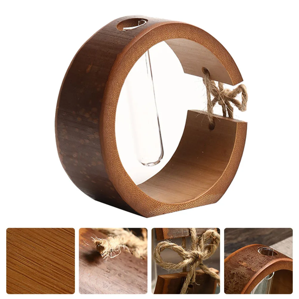 

1Pcs Bamboo Craft Vase Creative Hydroponic Desktop Flower Holder Tabletop Decoration Plant Container Bamboo Vase