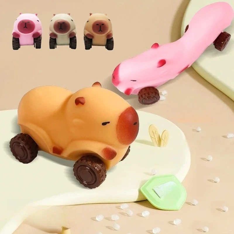 Stretch and Stretch The Deformable Capybara Pull The Cart, Squeeze The Toy и создайте мягкую игрушку для снятия стресса с мультяшной капибарой