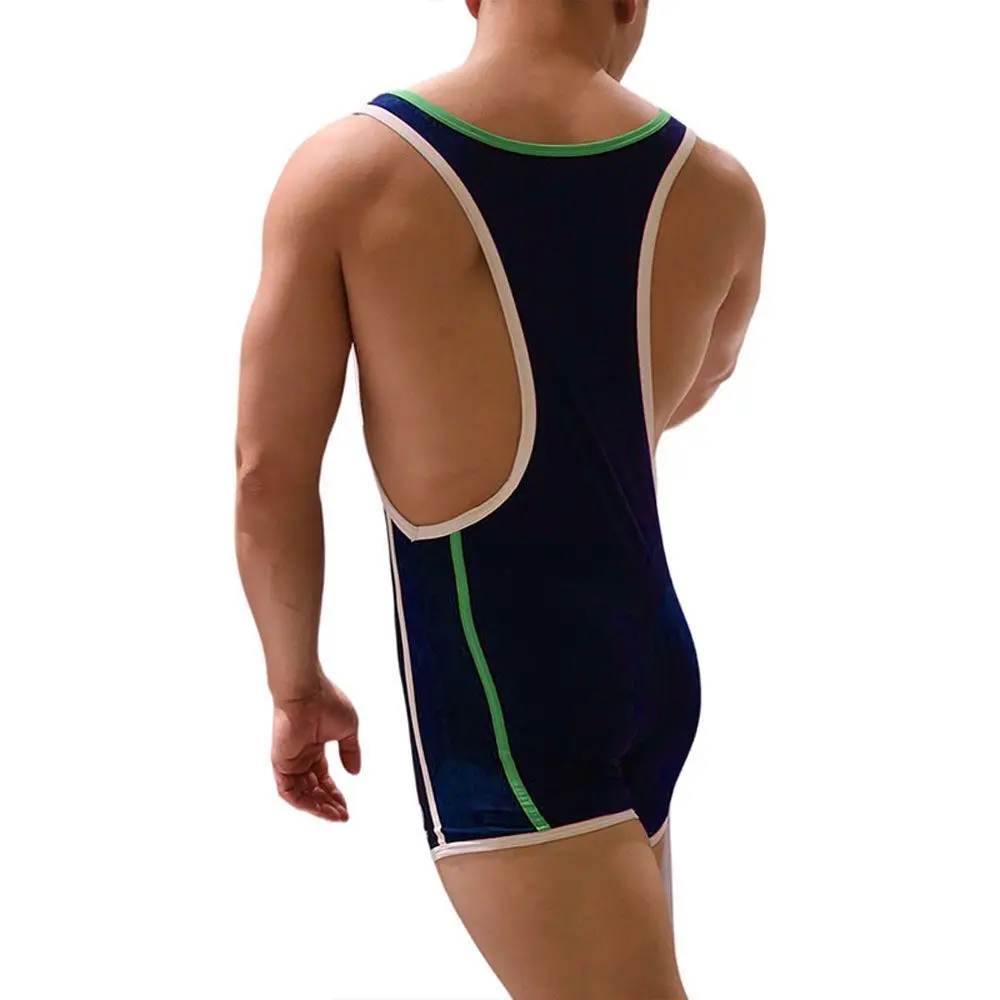 メンズシェイピングスポーツフィットネスカラーブロックストレッチボディスーツファッションナイトクラブ通気性フレキシブルセクシーゲイボーイジャンプスーツ2026