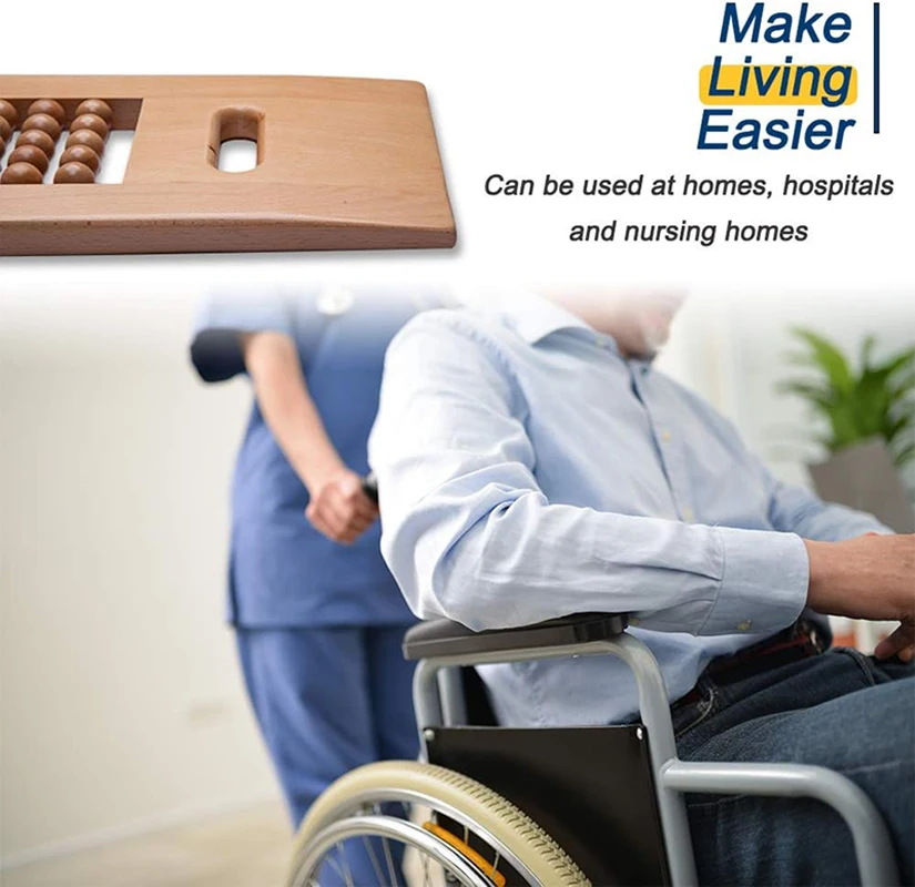 Wooden Sliding Transfer Board for Elderly and Disabled People to Assist In Moving Tools with Rollers From Wheelchair to Bed