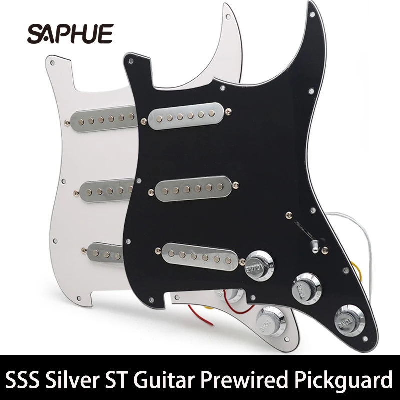 

SSS Silver Pickup Pickguard ST Electric Guitar Pickguard and Loaded Prewired scratchplate Assembly