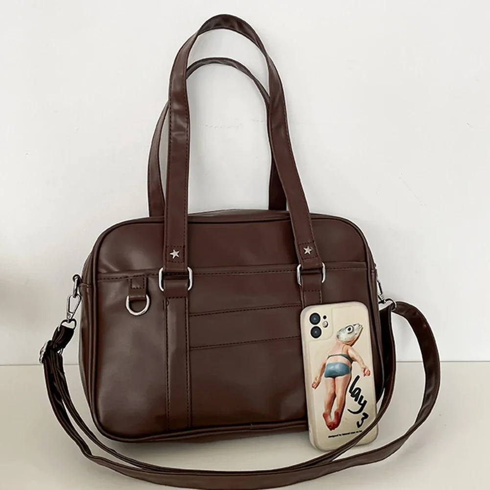 

Japanese School Handbag PU Leather Kawaii Shoulder Bag with Zipper Closure Crossbody Bag Underarm Bag Messenger Bag for Women