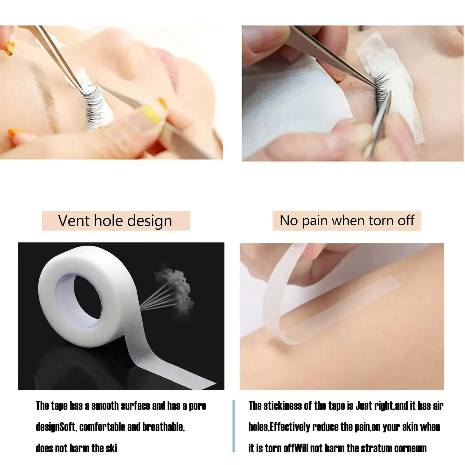 Wimpernband, transparenter Klebestoff, 9 m/10 Yard/Rolle, selbstklebendes, atmungsaktives Mikroporen-Stoffband für die Wimpernverlängerungsversorgung – Detail 5