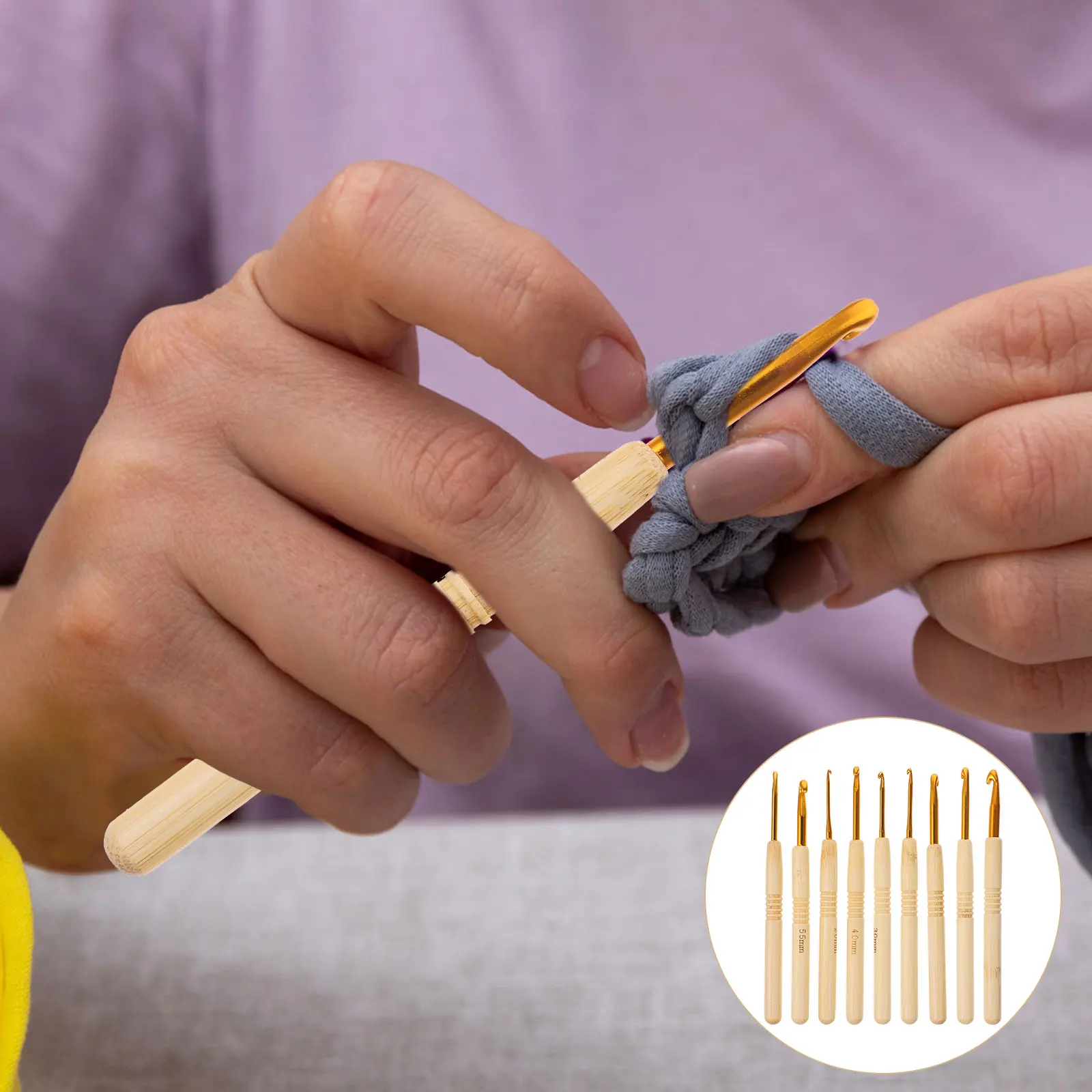 

9pcs Crochet Hook Set Weaving Tools Large Hooks Yarn Needle Kit Knitting Accessories Flexible Craft Tool Durability Sturdy