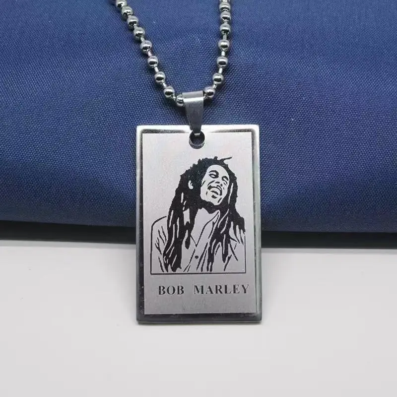 Hip-hop reggae bob marley pingente colar corrente de aço inoxidável jóias para homens mulheres presente de festa
