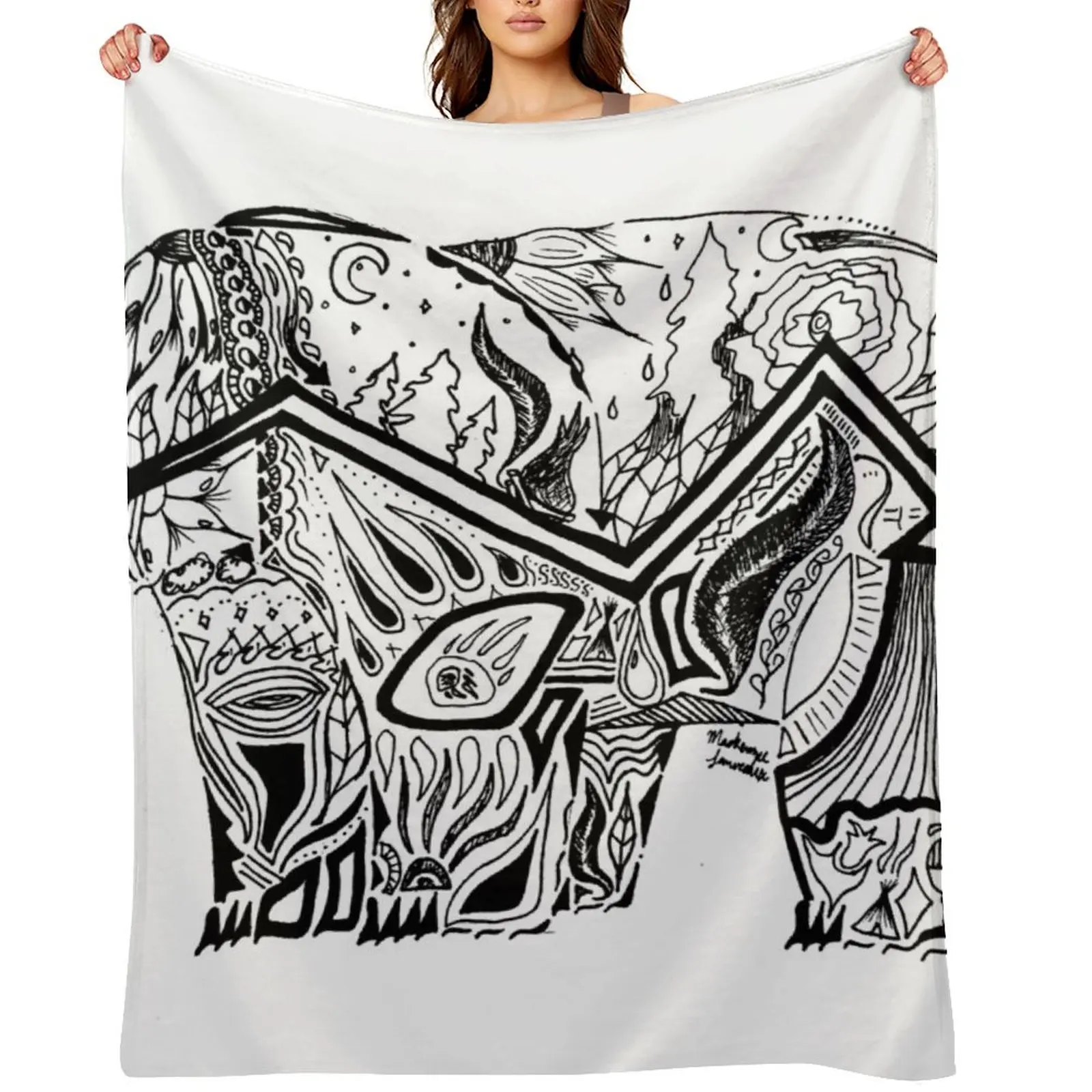 

Bear - Canadian Ojibwe Artist Throw Blanket Plush valentine gift ideas Sofa Bed linens Blankets