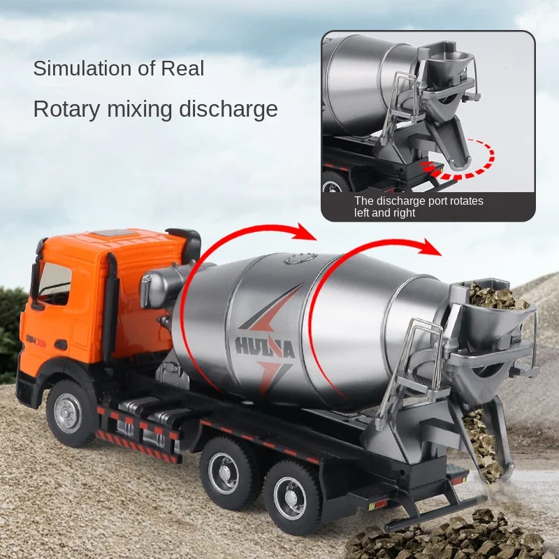 Huina Alloy Mixer Truck 1/50 Diecast Sliding Concrete Engineering Transport Vehicle Static Model Construction Toy Children Gift