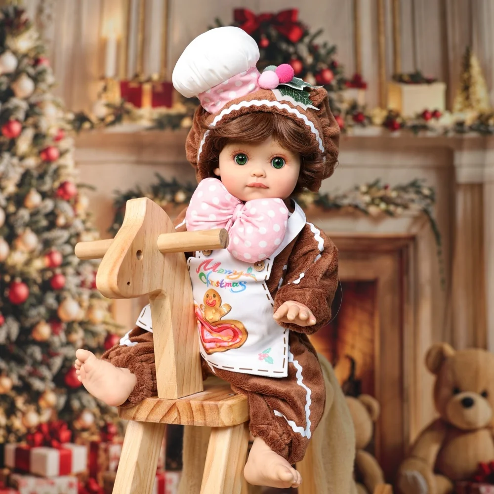 Cloveray 18 inch full body vinyl realistische herboren babypop Gingerbread Man Set vinyl pop handgemaakt origineel speelgoed kind kerstcadeau