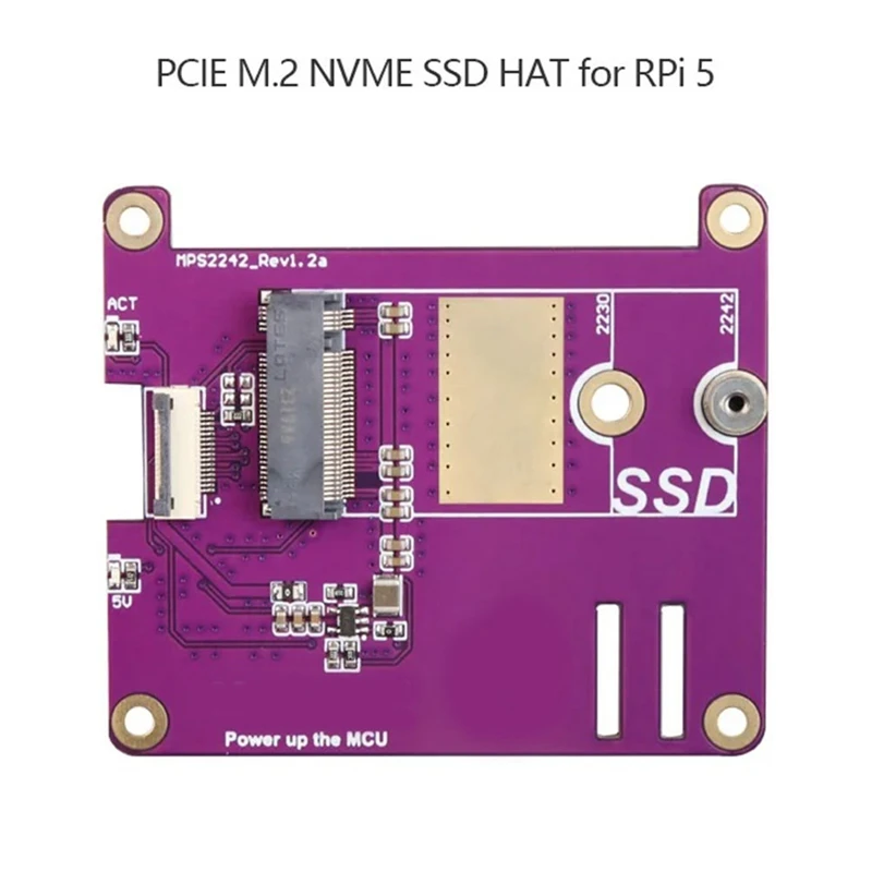 Placa de expansión PCIE M.2 NVME 2230 2242 Gen3 SSD HAT para Raspberry Pi 5 PCIE M.2 NVME SSD HAT, duradera, fácil de instalar, fácil de usar