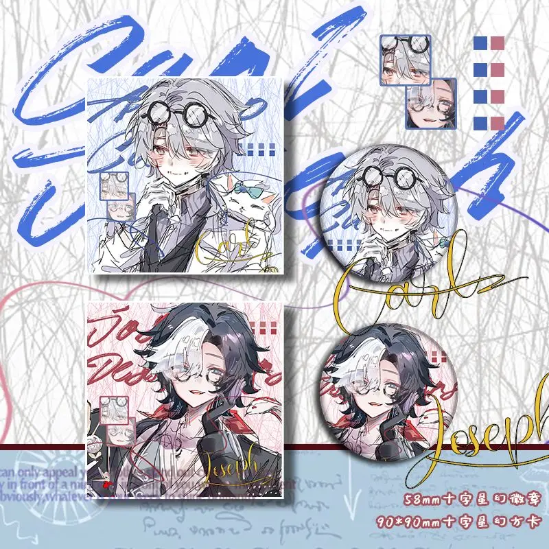 

DIY Anime Game Identity V Cosplay Joseph D.M. Aesop Carl Gatto Square Card Badge Birthday Present Collection Souvenir Unofficial