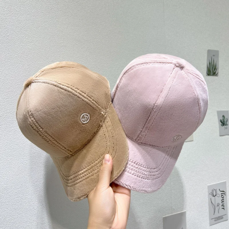 Zimowa czapka bejsbolówka z kaczym dziobem, pluszowa, gruba, ocieplana futrem króliczym i futrem norek, damska, wersja koreańska, uniwersalna czapka.