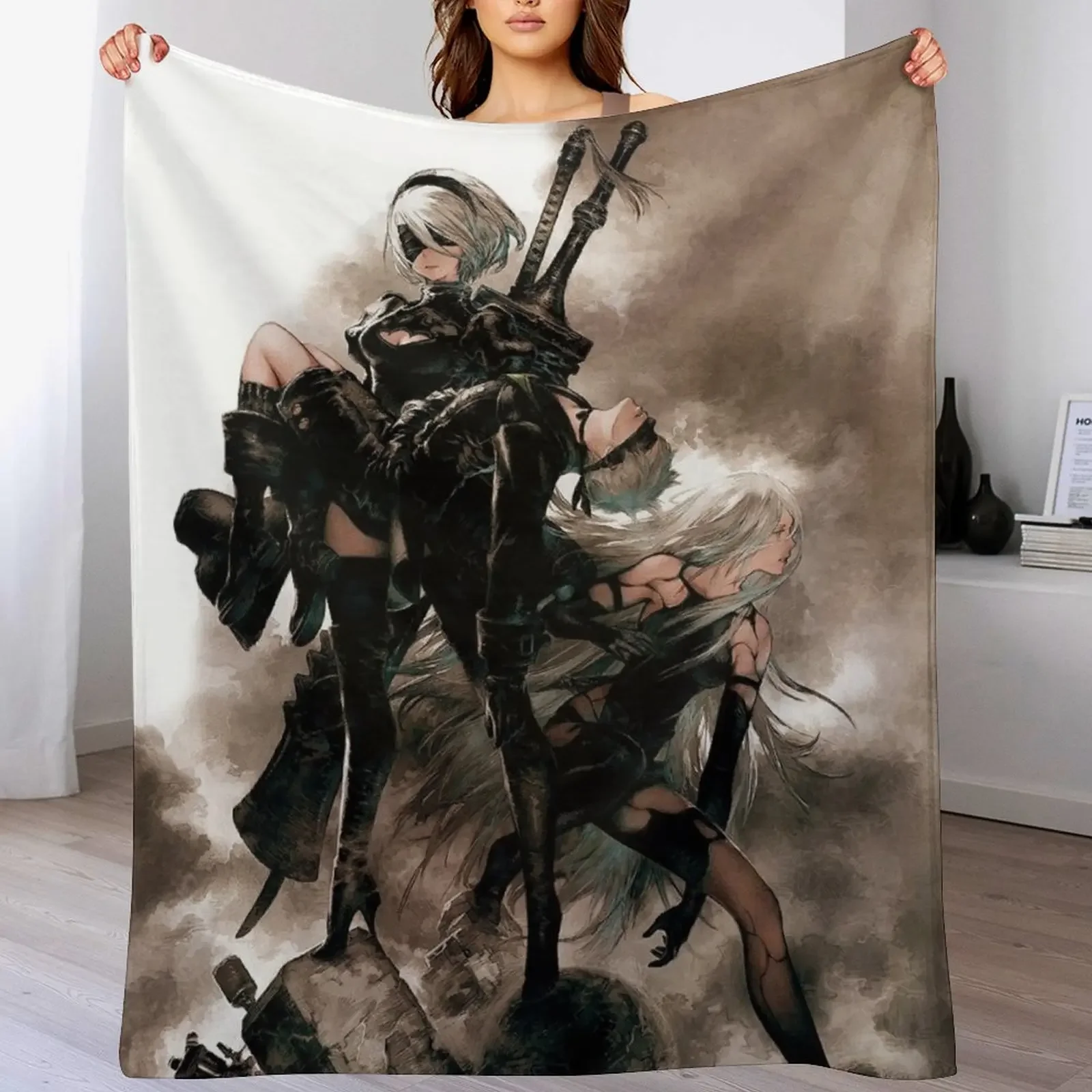 

Nier Automata 9S A2 2B Throw Blanket Winter beds Flannel Thermals For Travel Decorative Sofa Blankets