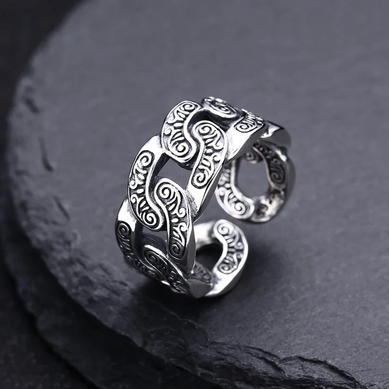 925 sterling silver vine braided ring for men and women live ring handmade thai silver retro distressed personalized jewelry