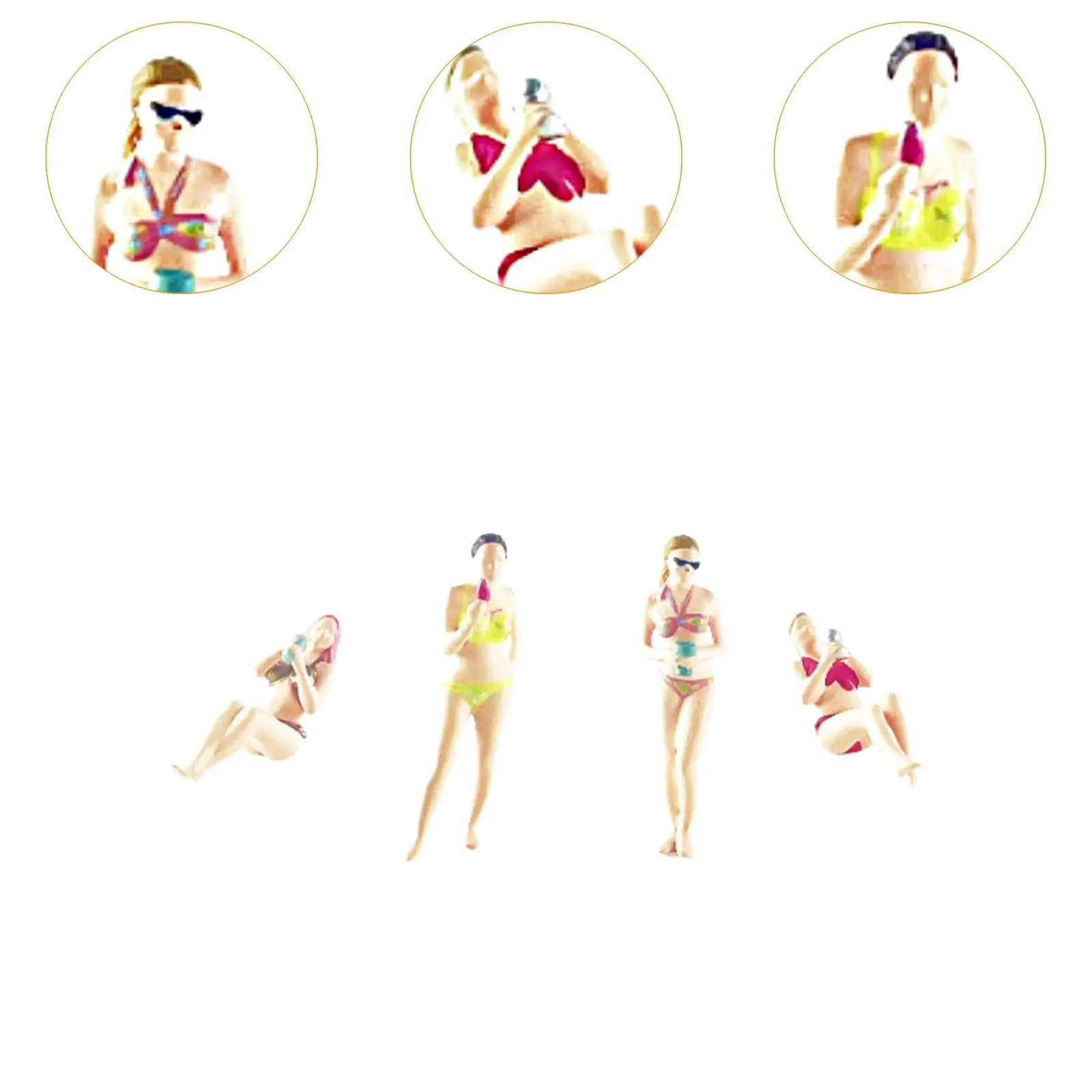 4 ชิ้น 1/64 Scale บิกินี่สาวรุ่นผู้หญิงรุ่นเรซิ่นการถ่ายภาพ PROP Tiny