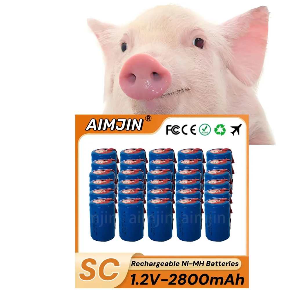 | \ ;  100% New 4/5SC SC Sub C Ni-MH Battery High-Discharge 1.2V 2800mAh ✨✨ Rechargeable Batteries With Welding Tabs