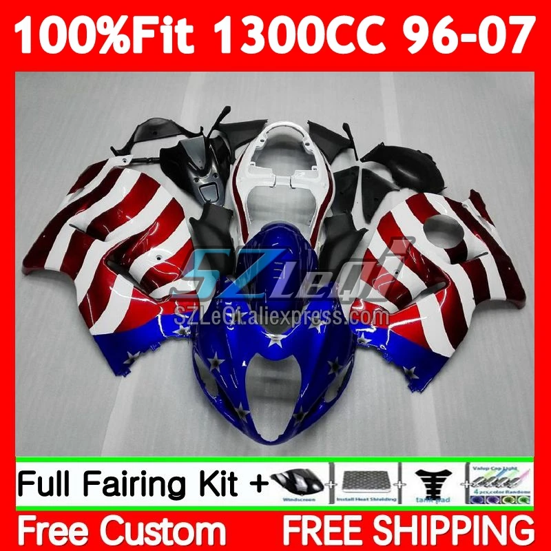 Injection For SUZUKI Hayabusa GSXR 1300 CC GSXR-1300 86No.4 GSXR1300 USA FLAG 96 97 98 99 00 01 02 03 04 05 06 07 Fairings