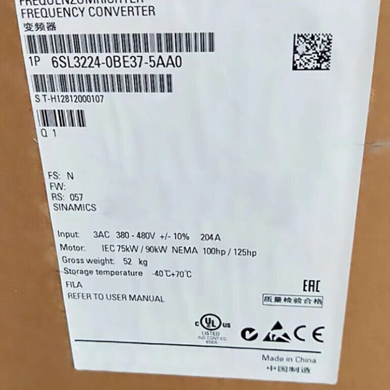 New 6SL3224-0BE37-5AA0 G120 Power Module PM 240 3AC380-480V +10/-10% 47-63HZ 6SL3 224-0BE37-5AA0